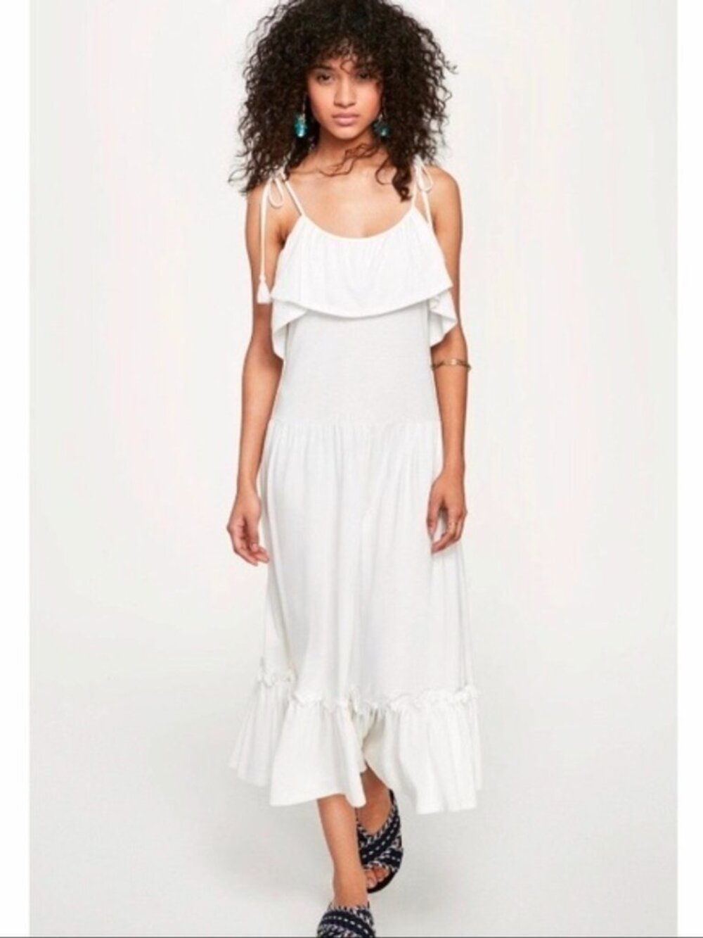 Rebecca Minkoff Mojave Cold/Off-the-Shoulder White Midi Dress Size Med